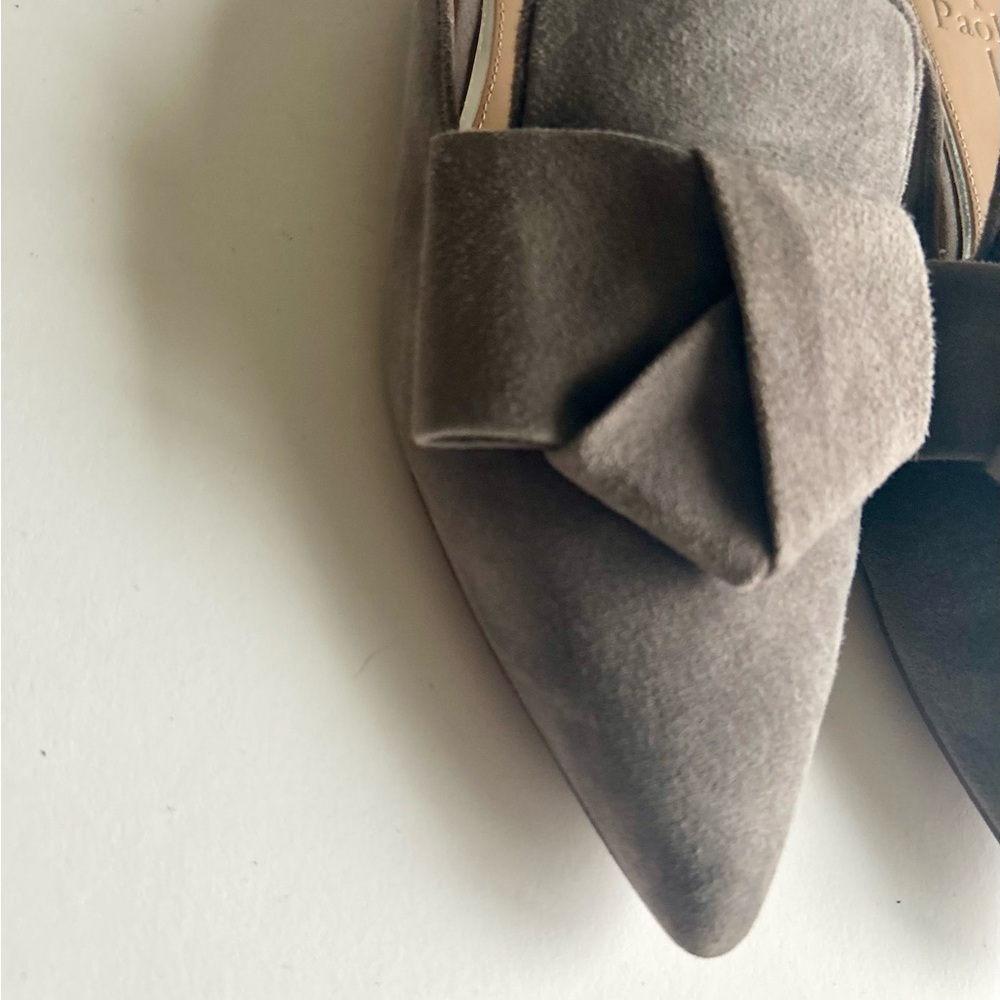 Linea Paolo Grey Suede Genuine Leather Point Toe Bow Mules size 7 - Picture 5 of 14